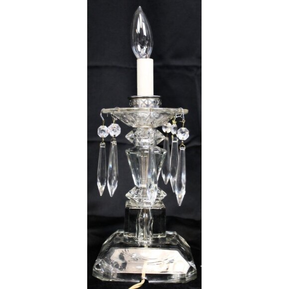 VTG Clear Crystal Lamp Light Floral Etch Hanging Pendant Victorian Glass Elegant - Picture 6 of 11